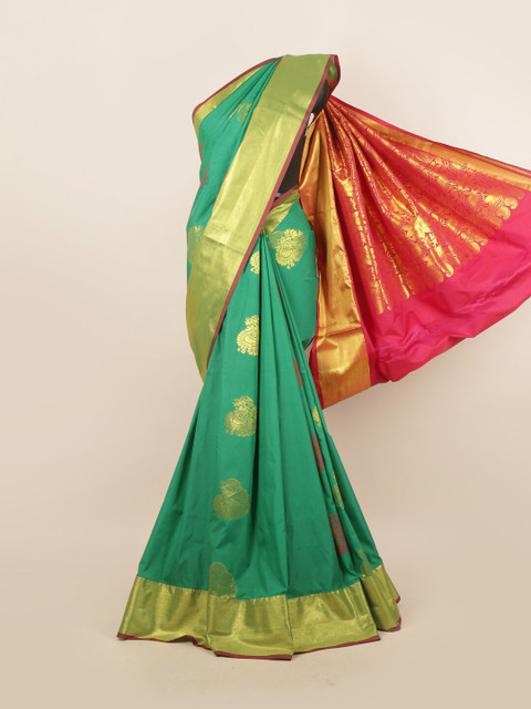 

Pothys Green & Pink Ethnic Motifs Pure Silk Saree