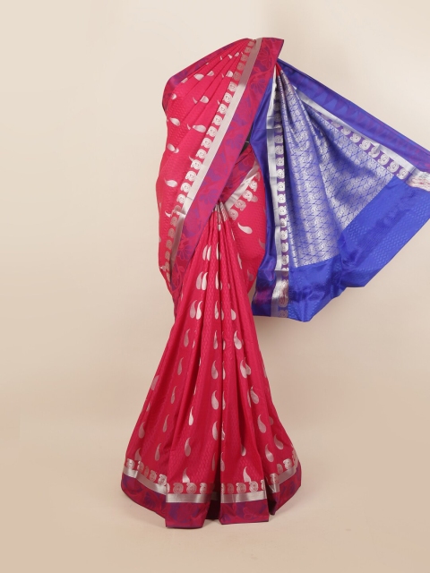 

Pothys Pink & Blue Ethnic Motifs Pure Silk Saree