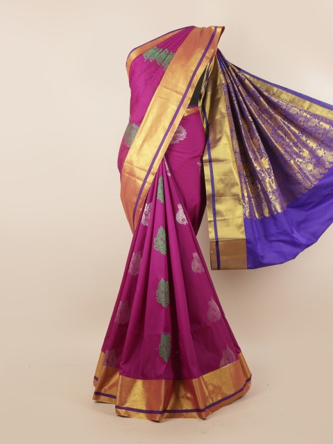 

Pothys Magenta & Green Ethnic Motifs Pure Silk Saree