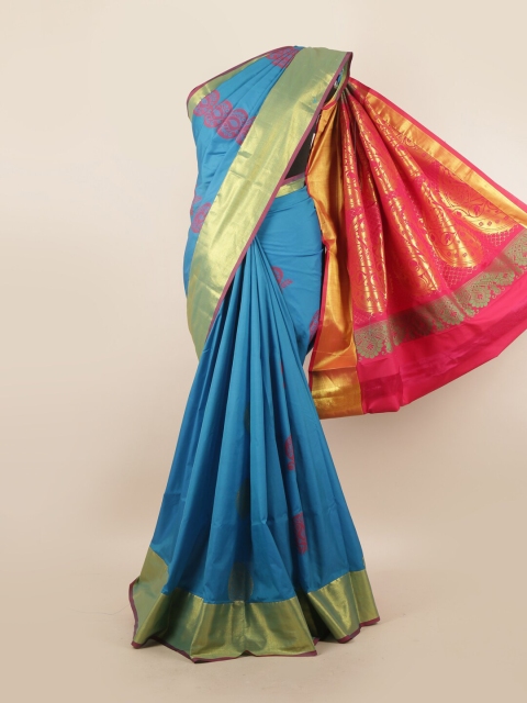 

Pothys Blue & Pink Ethnic Motifs Pure Silk Saree