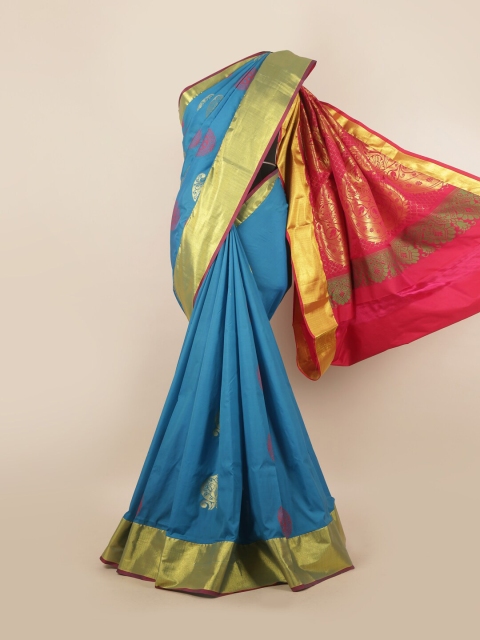

Pothys Blue & Red Woven Design Zari Pure Silk Saree