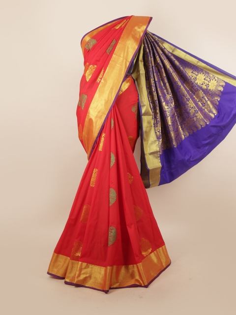 

Pothys Red & Blue Ethnic Motifs Pure Silk Saree