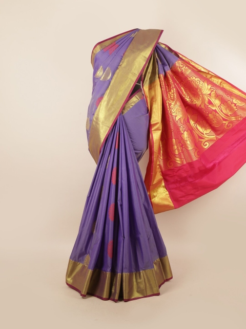 

Pothys Lavender & Pink Woven Design Zari Pure Silk Saree