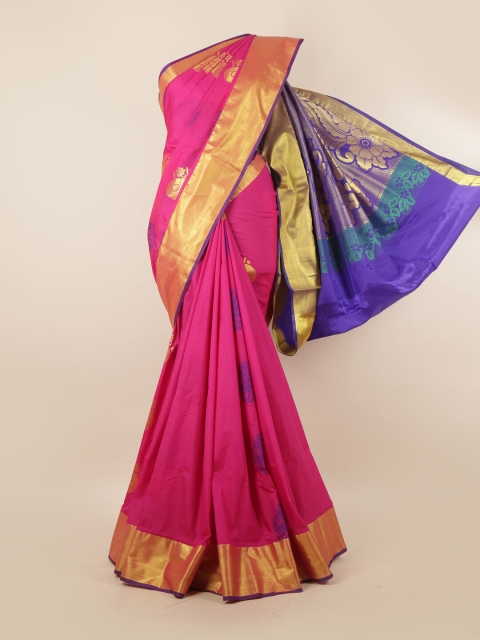 

Pothys Pink & Gold-Toned Ethnic Motifs Pure Silk Saree