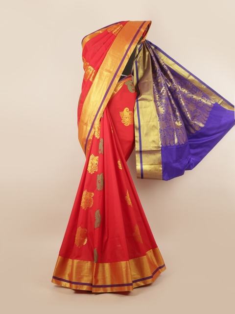 

Pothys Red & Gold-Toned Ethnic Motifs Pure Silk Saree