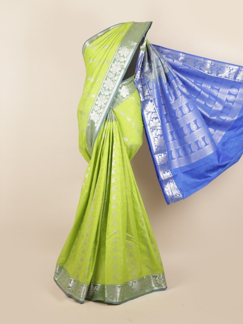 

Pothys Green & Blue Paisley Zari Pure Silk Saree