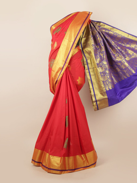 

Pothys Red & Blue Ethnic Motifs Zari Pure Silk Saree
