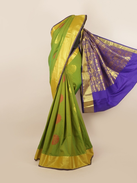 

Pothys Green & Blue Ethnic Motifs Zari Pure Silk Saree