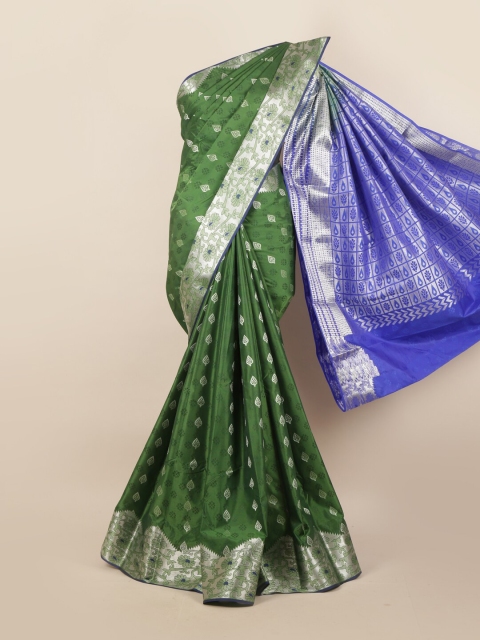 

Pothys Green & Blue Ethnic Motifs Zari Pure Silk Saree
