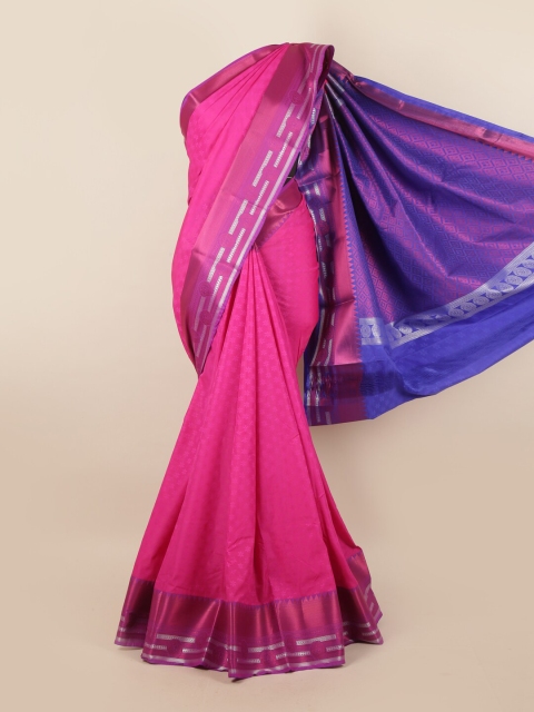 

Pothys Pink & Blue Ethnic Motifs Zari Pure Silk Saree