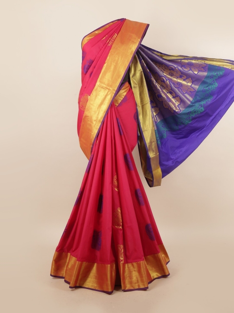 

Pothys Pink & Blue Ethnic Motifs Zari Pure Silk Saree