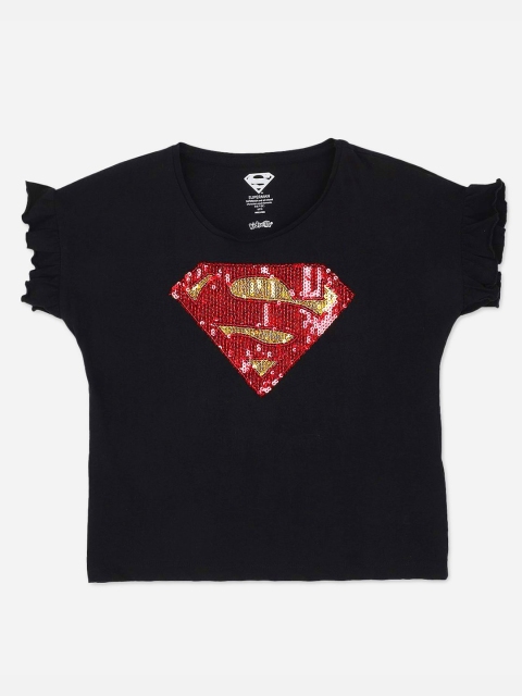 

Kids Ville Girls Black Embellished T-shirt