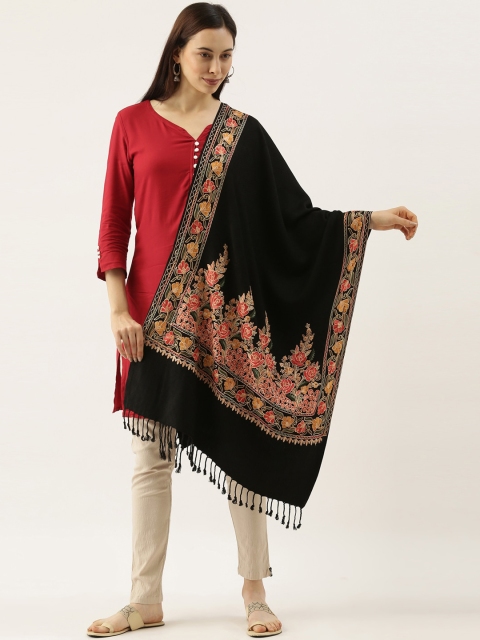 

Pashmoda Women Black & Red Aari Embroidered Shawl