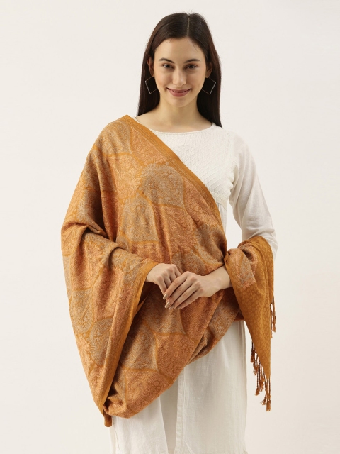 

Pashmoda Women Yellow & Grey Floral Aari Embroidered Shawl