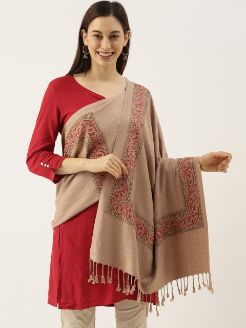 

Pashmoda Women Beige Aari Embroidered Shawl