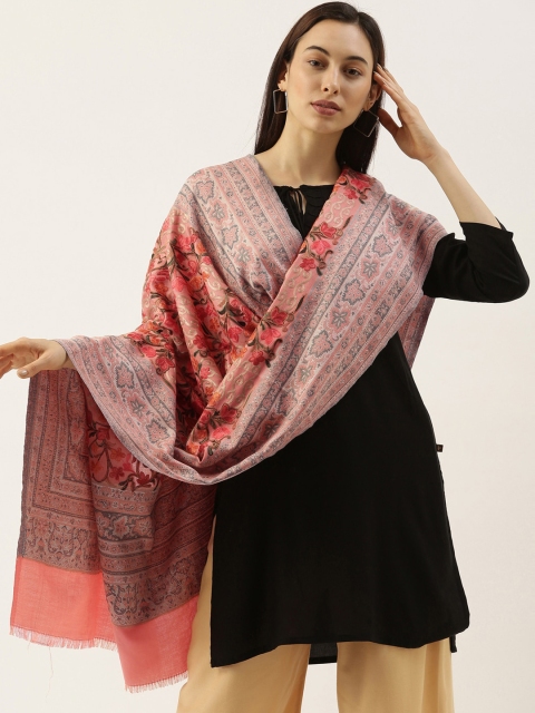 

Pashmoda Women Peach Woven Design Jamawar Shawl