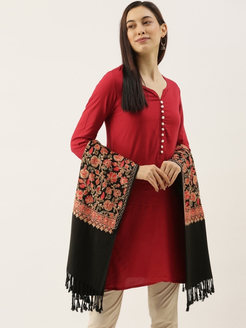 

Pashmoda Women Black Aari Embroidered Shawl
