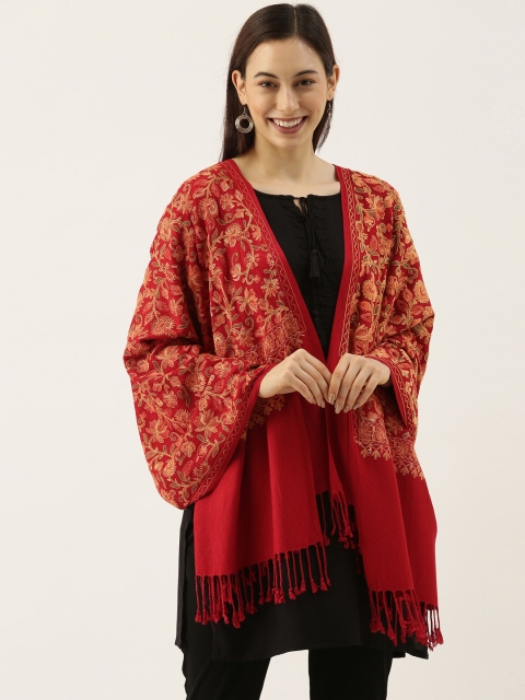 

Pashmoda Women Maroon Aari Embroidered Shawl