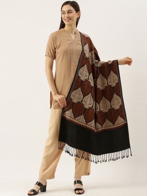 

Pashmoda Women Black & Maroon Paisley Aari Embroidered Shawl