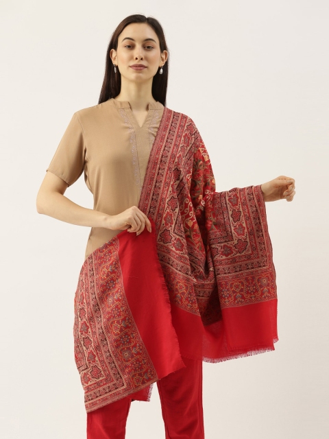 

Pashmoda Women Red Woven Design Jamawar Shawl