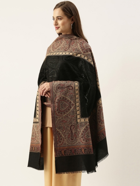 

Pashmoda Women Black Woven Design Jamawar Shawl