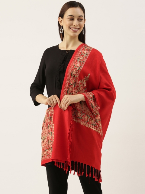 

Pashmoda Women Red Aari Embroidered Shawl
