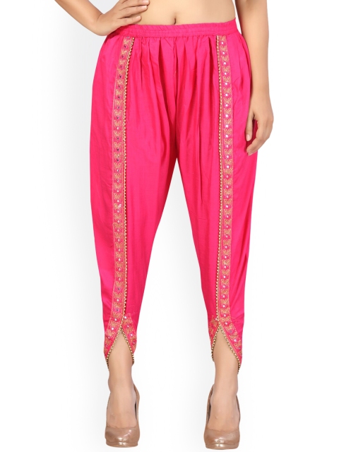 

Aarika Women Pink Solid Dhoti With Embellished Border