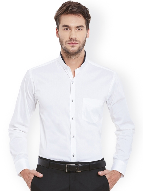 

Hancock Men White Slim Fit Solid Formal Shirt