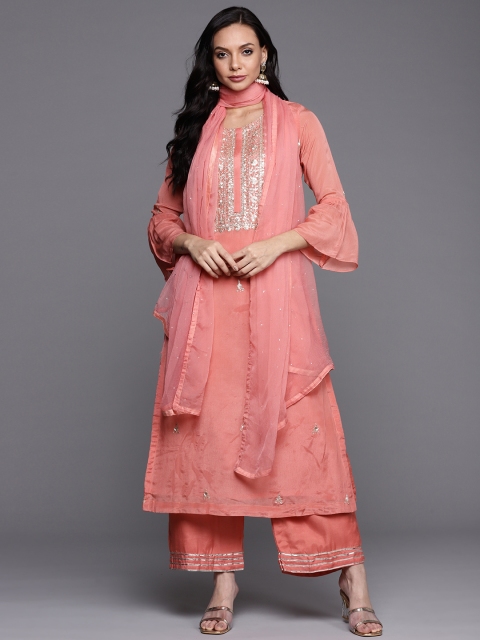 

Biba Peach-Coloured Embellished Pure Silk Unstitched Dress Material
