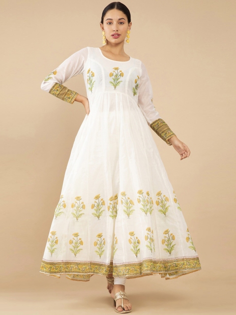

Soch Women Off White Floral Embroidered Regular Kurta with Churidar