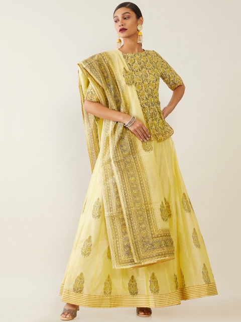 

Soch Women Yellow Ethnic Motifs Printed Regular Kurti with Palazzos & Dupatta