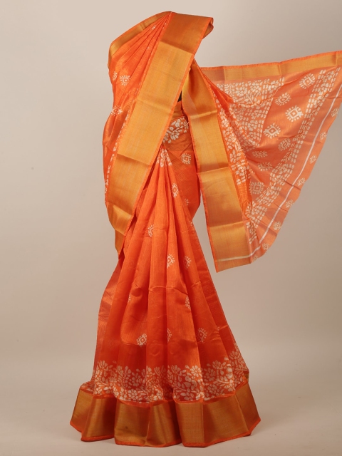 

Pothys Orange & White Ethnic Motifs Printed Saree
