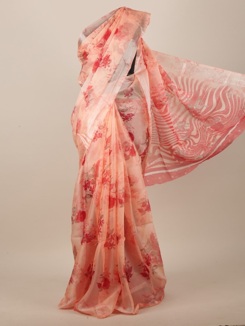 

Pothys Peach-Coloured & Red Floral Printed Saree