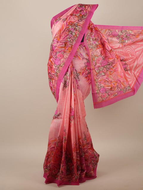 

Pothys Pink & Orange Floral Printed Saree