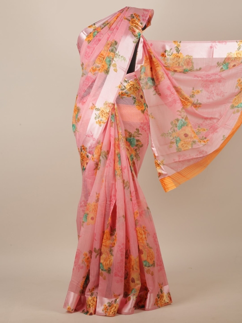 

Pothys Pink & Orange Floral Printed Saree