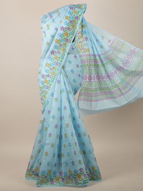 

Pothys Blue & Purple Floral Printed Saree