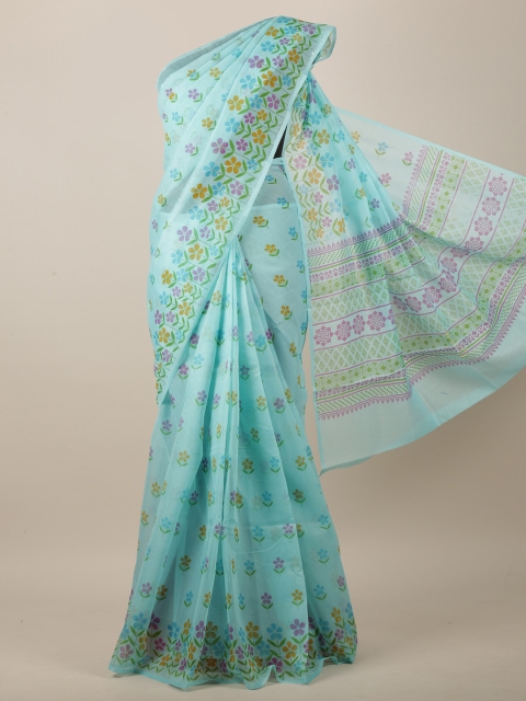 

Pothys Blue & Green Floral Printed Saree