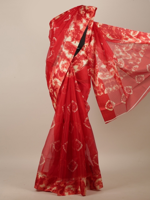 

Pothys Red & White Tie and Dye Printed Saree