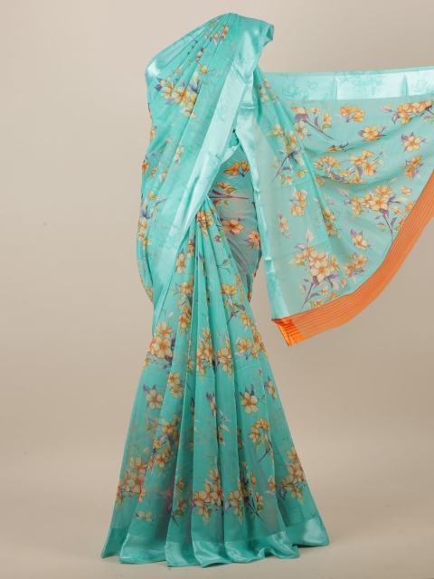 

Pothys Green & Orange Floral Printed Saree