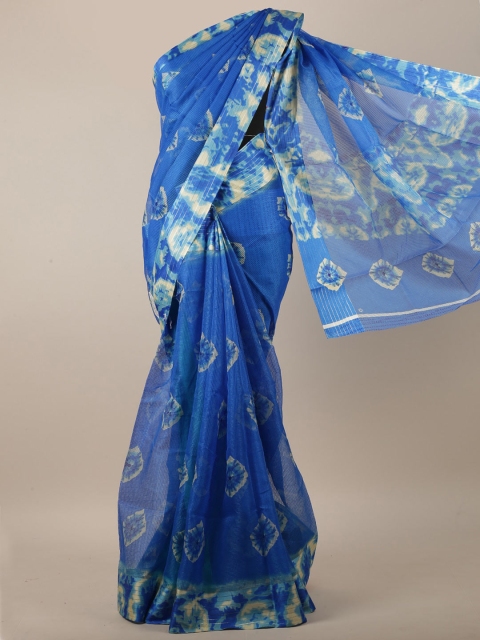 

Pothys Blue & White Tie and Dye Printed Saree