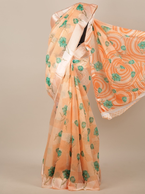 

Pothys Orange & Green Floral Printed Saree