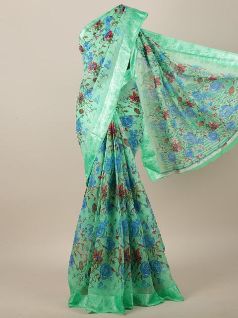 

Pothys Sea Green & Blue Floral Printed Saree