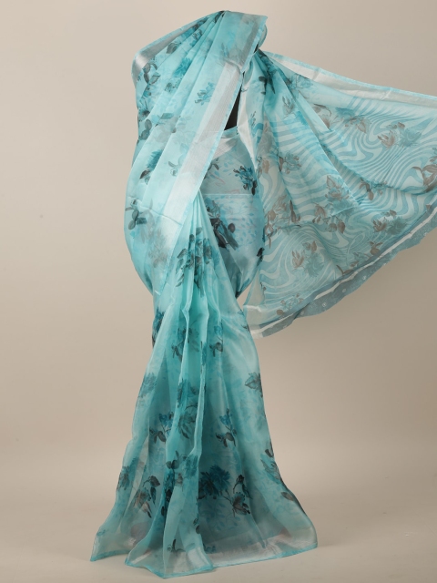 

Pothys Blue & Grey Floral Printed Saree