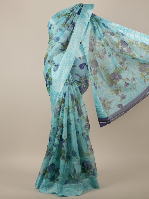 

Pothys Blue & Green Floral Printed Saree