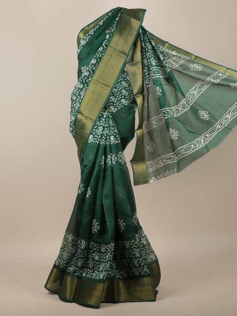 

Pothys Green & White Ethnic Motifs Printed Saree