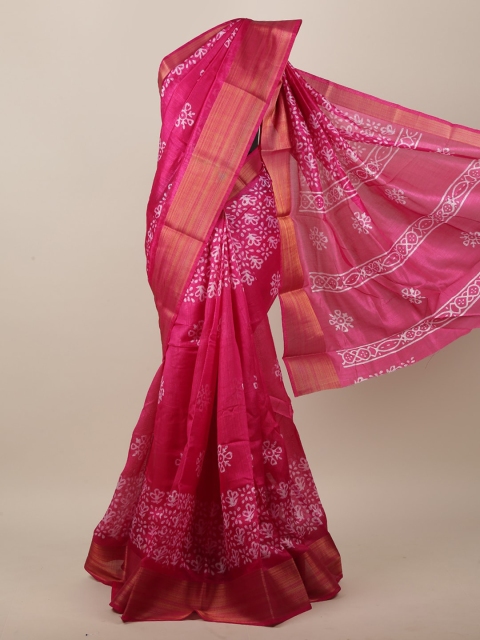 

Pothys Magenta & White Ethnic Motifs Printed Saree