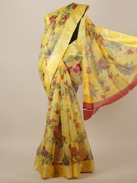 

Pothys Yellow & Red Floral Printed Saree