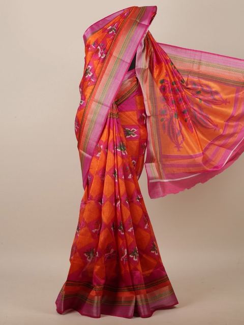 

Pothys Orange & Pink Ethnic Motifs Printed Saree