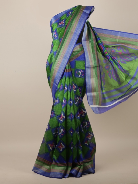 

Pothys Green & Blue Geometric Printed Saree