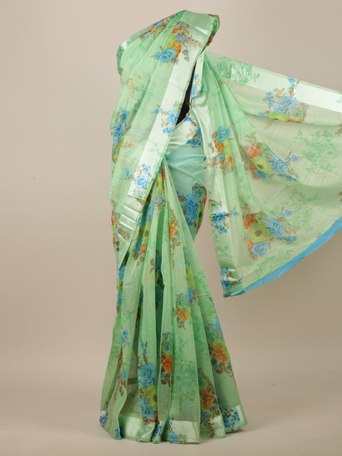 

Pothys Green & Blue Floral Printed Saree